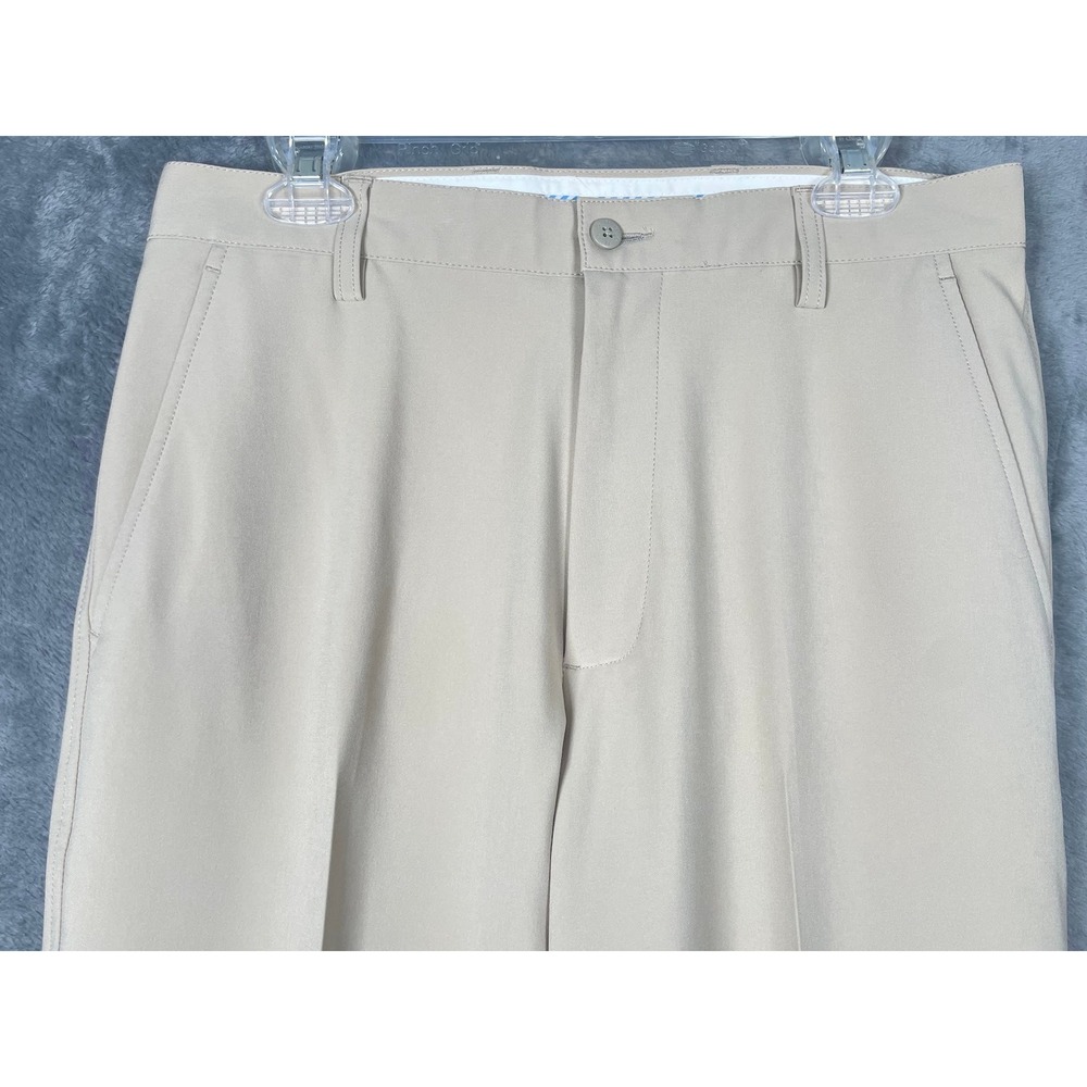 FootJoy Mens Performance Golf Pants Khaki Tan Stretch Trousers W32 L30 FJ Logo